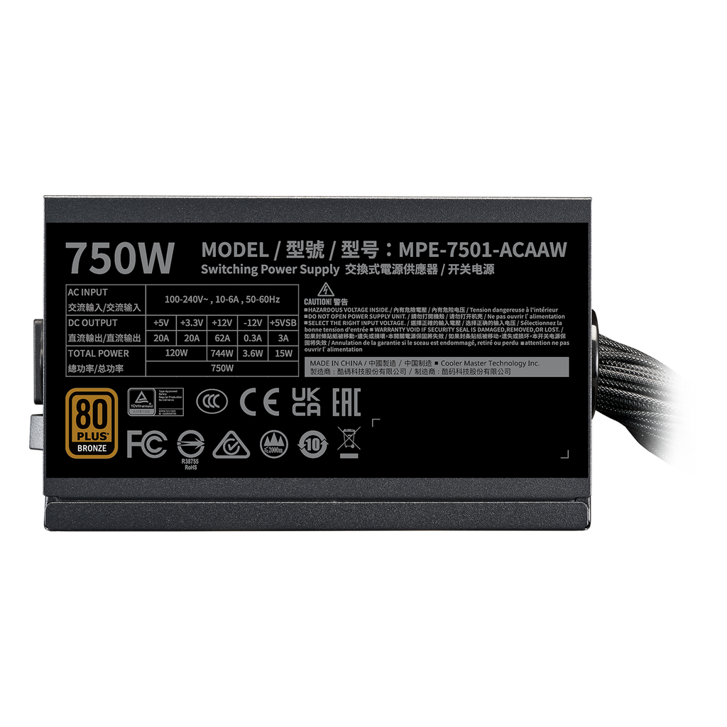 Nguồn Cooler Master MWE 750 V3 230V ATX 12V Ver. 3.1 | 80+ Bronze