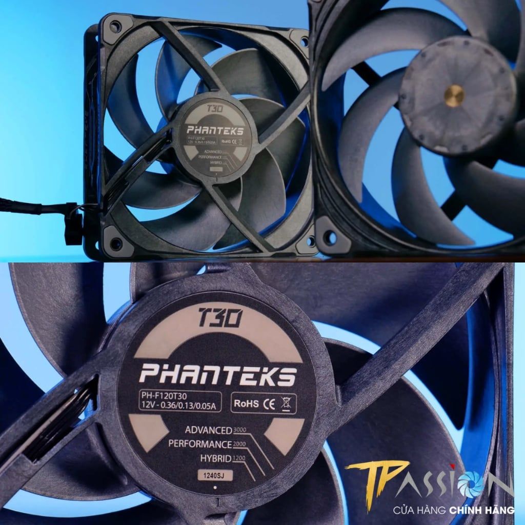 Bộ 3 Quạt tản nhiệt PHANTEKS T30 - 120 PWM | Tripple Pack - Premium Fan (PH-F120T30_BG_3P)