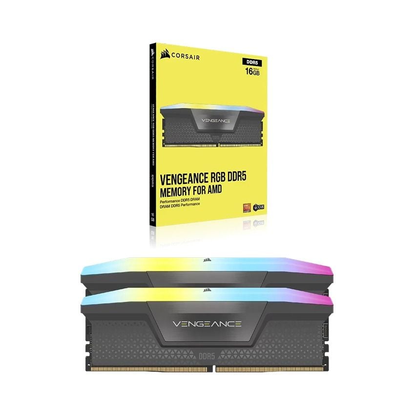 Bộ nhớ RAM PC Corsair DDR5 6000MHz 64GB 2x32GB DIMM VENGEANCE RGB Grey Heatspreader RGB LED - GREY