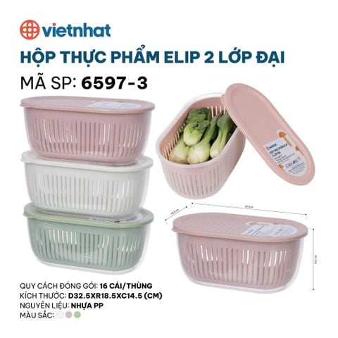  Hộp thực phẩm elip 2 lớp đại 6597-3 