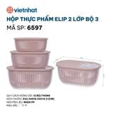  Hộp thực phẩm elip 2 lớp bộ 3-6597 
