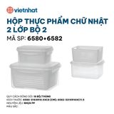  Hộp thực phẩm chữ nhật 2 lớp bộ 2-6580+6582 