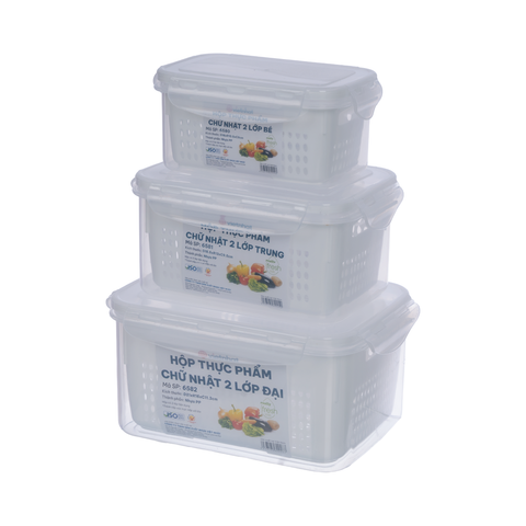  Hộp thực phẩm chữ nhật 2 lớp đại 6582 