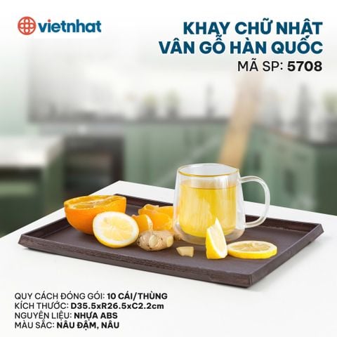  Khay chữ nhật vân gỗ Hàn Quốc 5708 