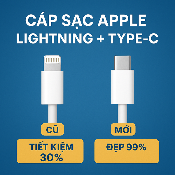 Cáp sạc Apple Lightning + Type-C cũ đẹp 99% – Hàng chính hãng