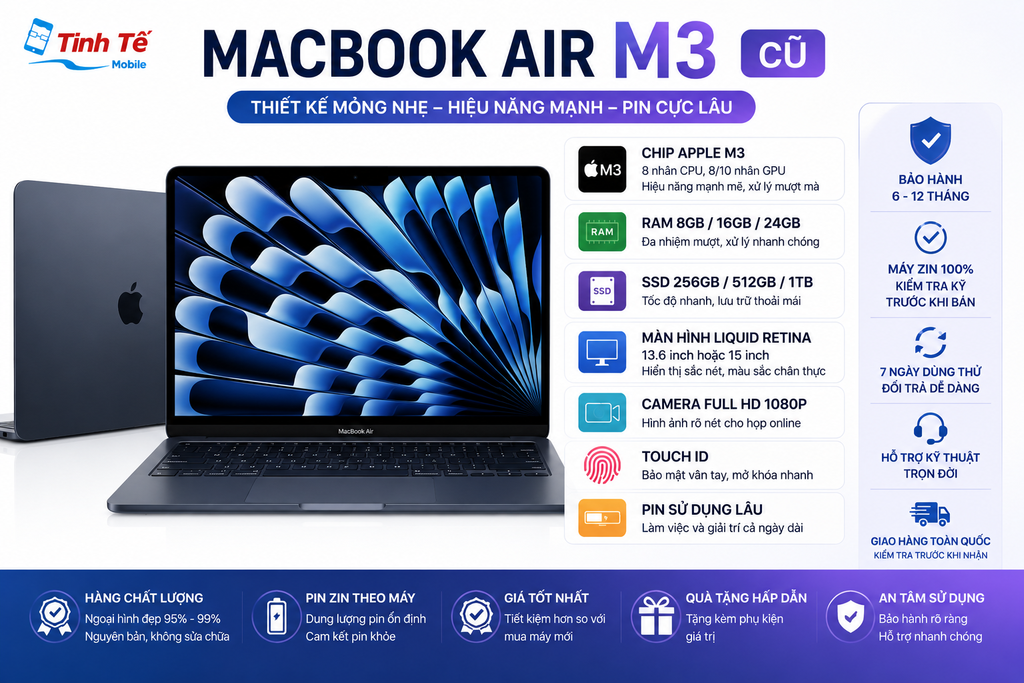 Macbook Air M3 13 inch Cũ