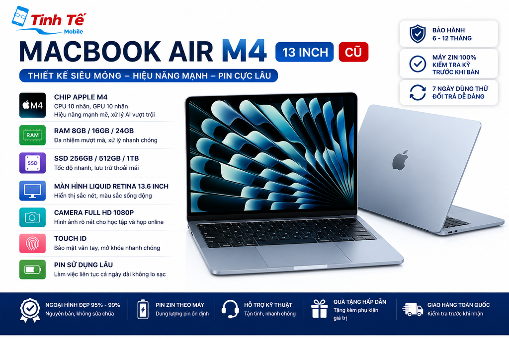 Macbook Air M4 13 inch Cũ