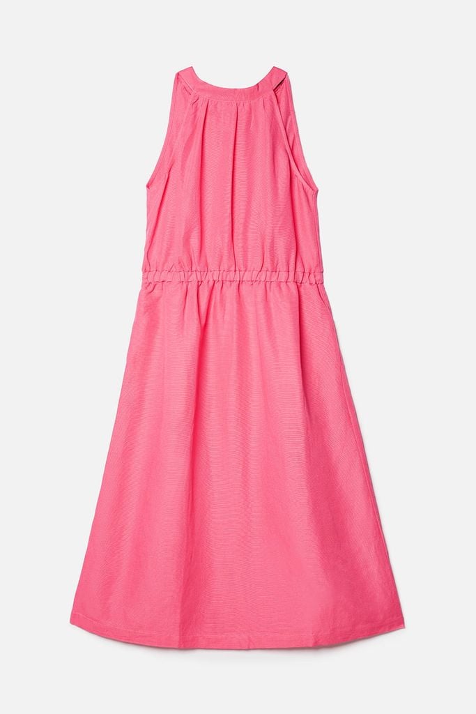 Đầm Nữ Cổ Yếm Không Tay Thun Ngang Eo Màu Hồng Ninomaxx 2502008