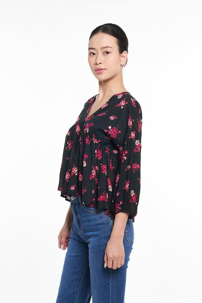 Áo Kiểu In Họa Tiết Nữ Tay Dài Ninomaxx 2505018