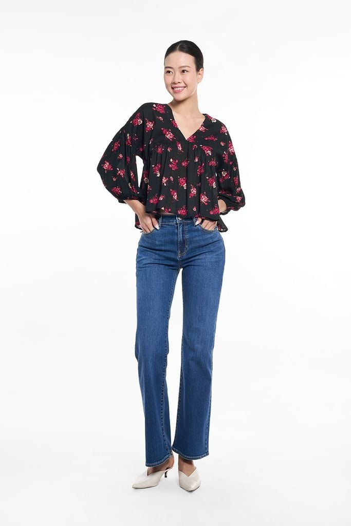 Áo Kiểu In Họa Tiết Nữ Tay Dài Ninomaxx 2505018