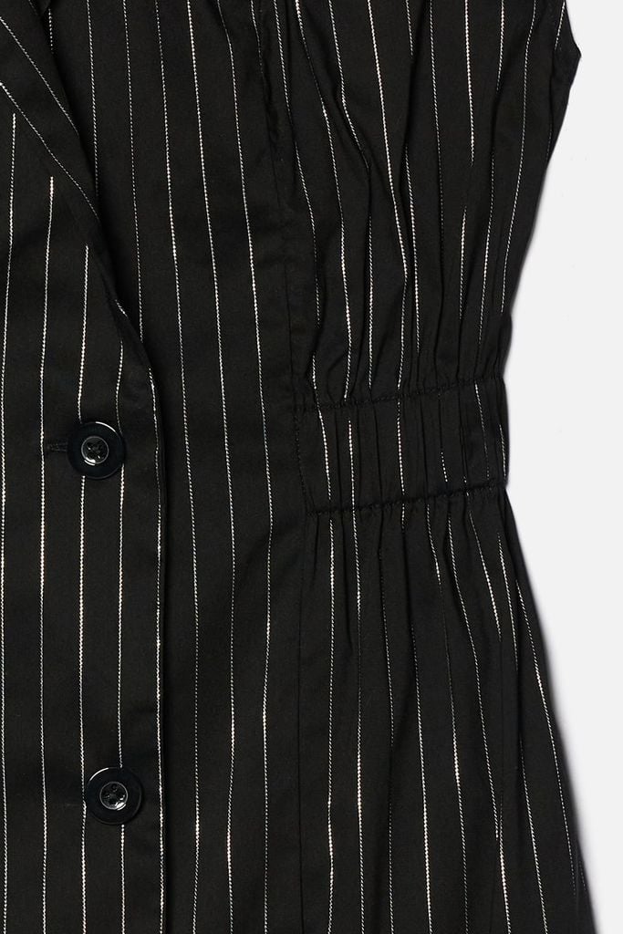 Đầm Nữ Dạng Cổ Vest Có Thun Ngang Eo Màu Đen Ninomaxx 2505026