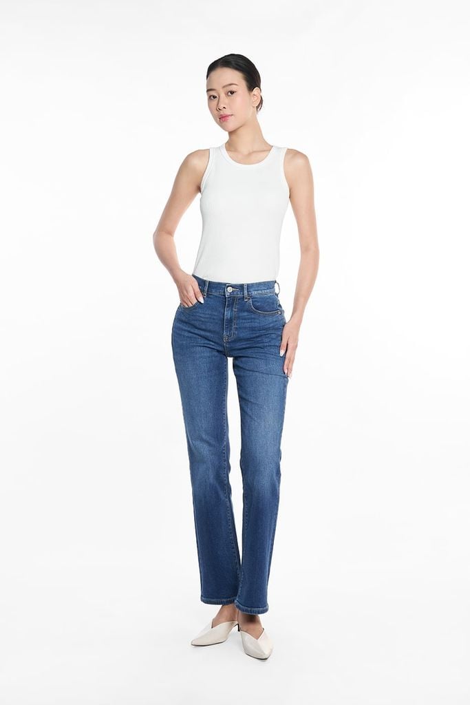 Quần Jean Thời Trang Basic Nữ Ống Suông Ninomaxx 2508022