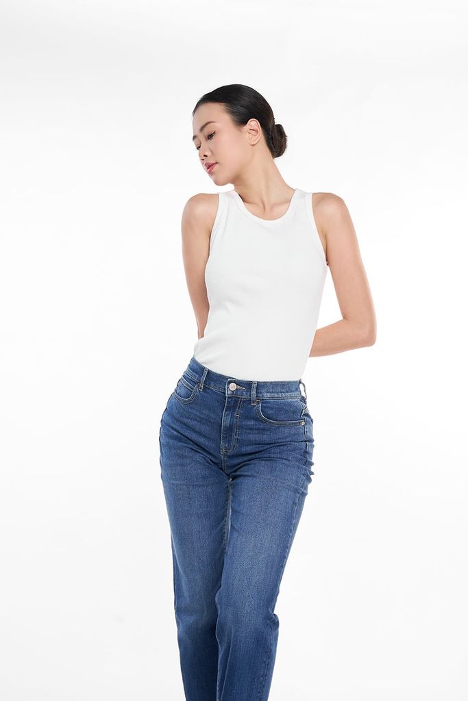 Quần Jean Thời Trang Basic Nữ Ống Suông Ninomaxx 2508022