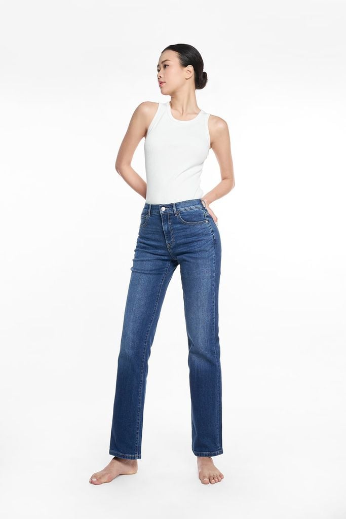 Quần Jean Thời Trang Basic Nữ Ống Suông Ninomaxx 2508022