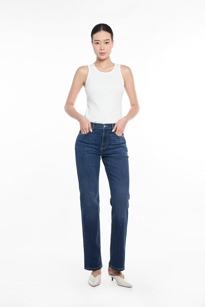 Quần Jean Nữ Xanh Đậm Ống Đứng Dáng Suông Ninomaxx 2510030