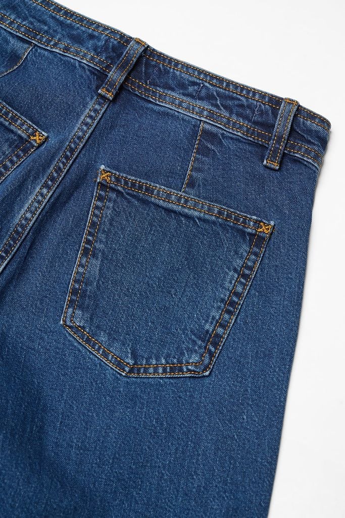 Quần Jean Nữ Ống Suông Rộng Màu Xanh Ninomaxx 2601002