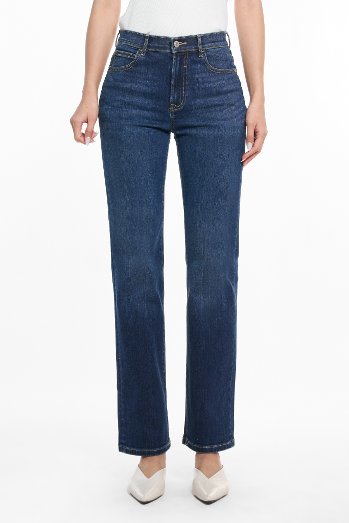 Quần Jean Nữ Ninomaxx Form Straight Xanh Dương SOFTMOTION HYBRID DENIM Chất Vải Mềm Rũ Co Giãn Nhẹ 2510030