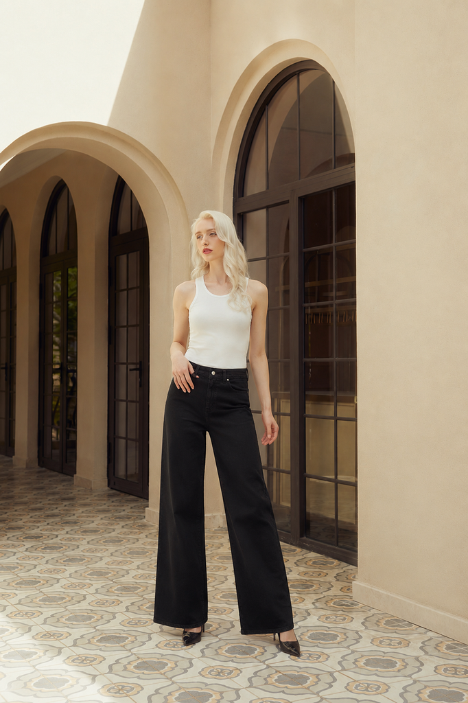 Quần Jean Nữ Ninomaxx Form Wide-Leg RAWCORE DENIM Chất Vải Dày Cứng Giữ Form 2601003