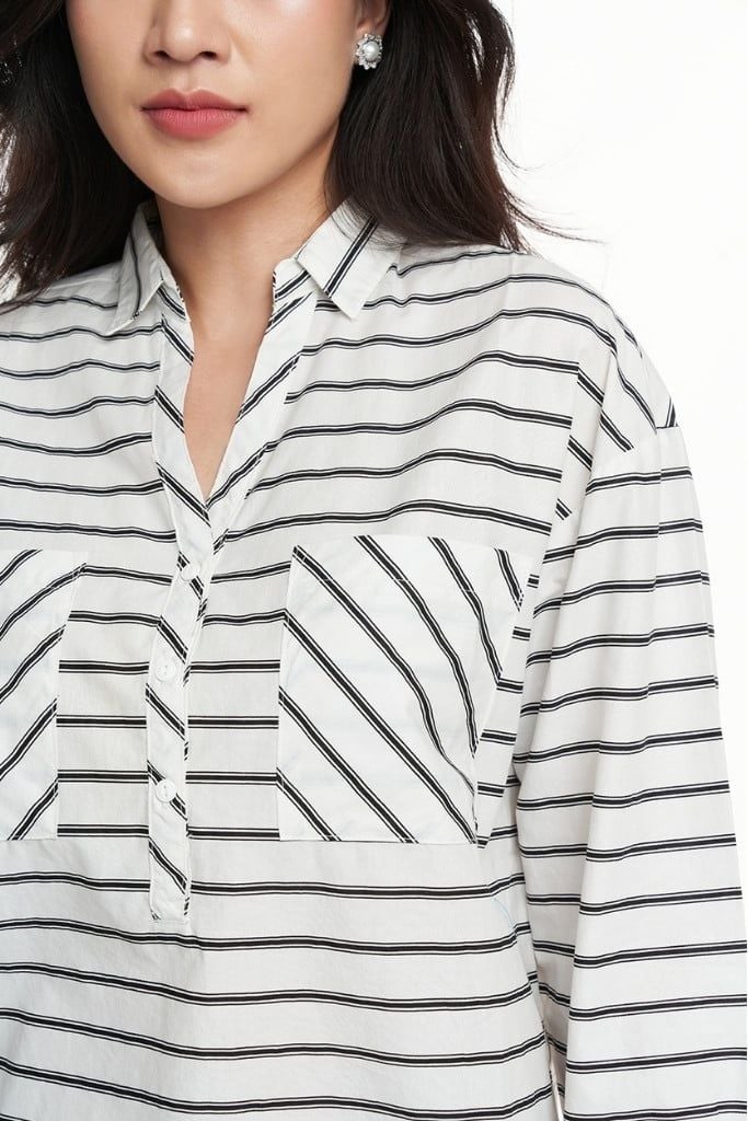 [Size S] Áo Sơ Mi Nữ Tay Dài Cotton Ninomaxx 1811059