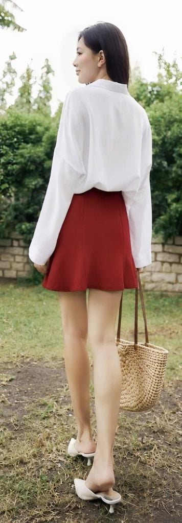 Váy Nữ Elegant Midi Fit Đỏ Bạc Đô 1808059