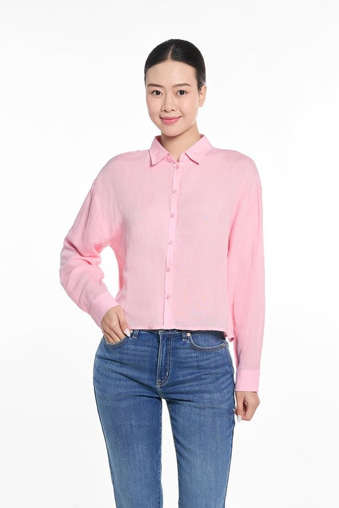 Áo Sơ Mi Thời Trang Nữ Tay Dài Ninomaxx mềm mại, nhẹ và thoáng mát 2410015