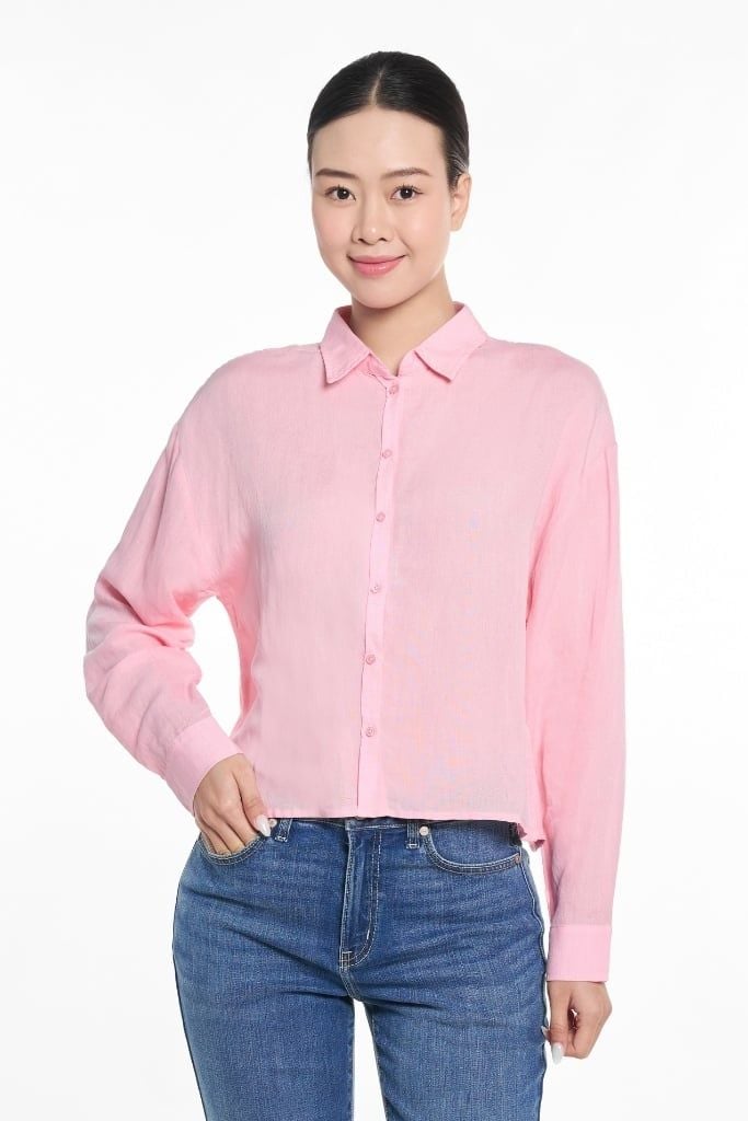 Áo Sơ Mi Thời Trang Nữ Tay Dài Ninomaxx mềm mại, nhẹ và thoáng mát 2410015