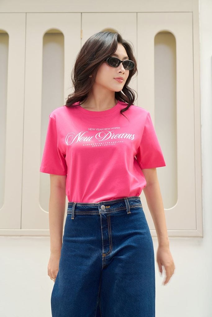 Áo Thun Nữ Graphic Thời Trang Màu Hồng Ninomaxx 2509020
