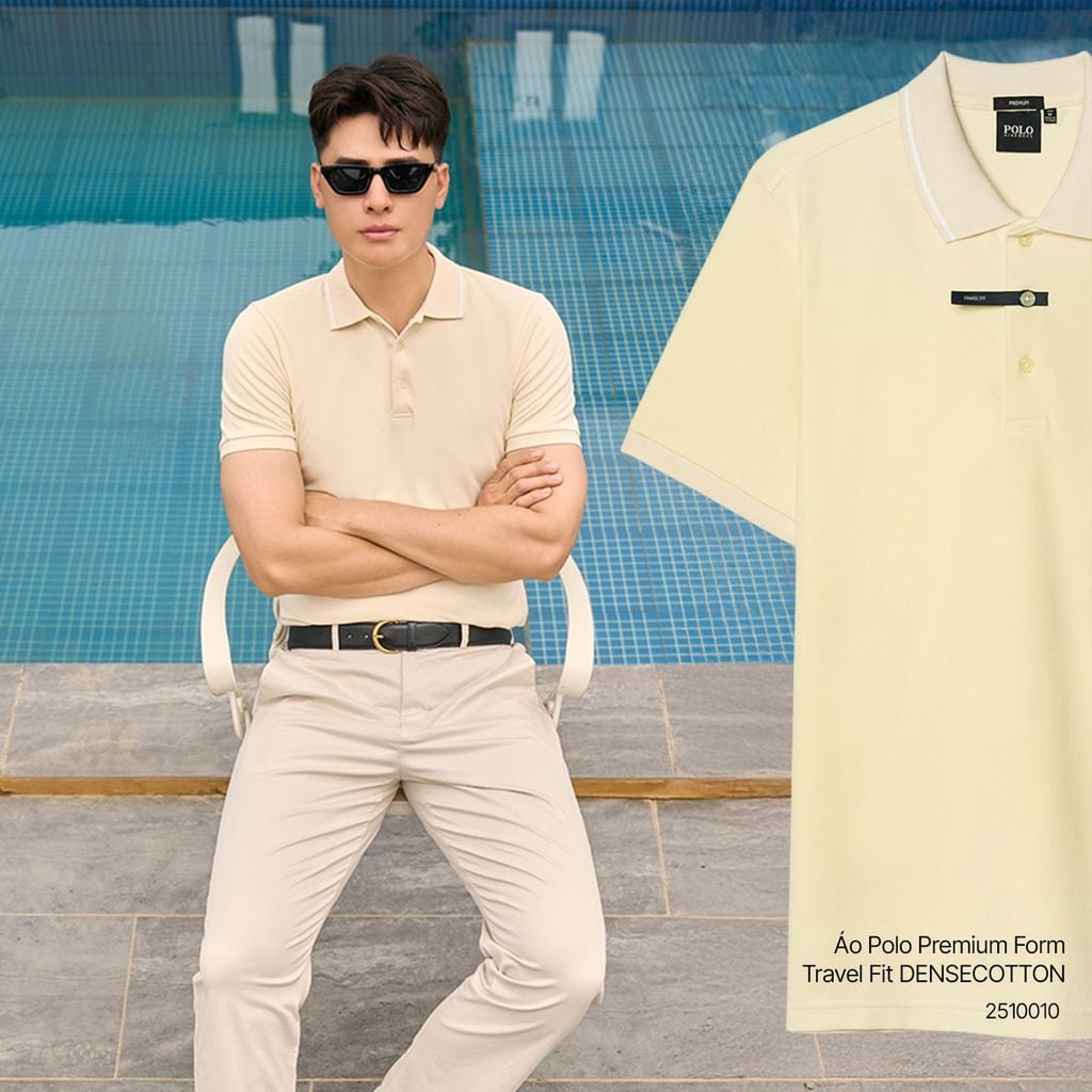 Áo Polo Nam Premium Ninomaxx Form Travel Fit FLEXCOTTON Siêu Thoáng Mát Co Giãn Tốt 2510010
