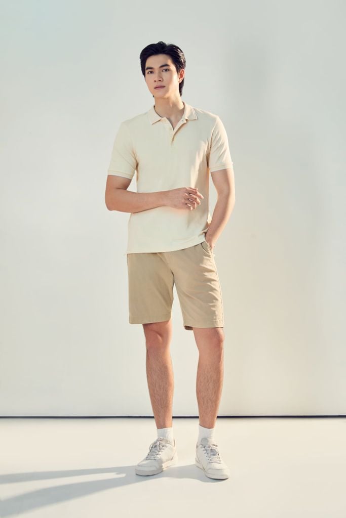 Áo Polo Nam Premium Form Travel Fit FLEXCOTTON Màu Kem Be Thoáng Mát Co Giãn Tốt Ninomaxx 2510010