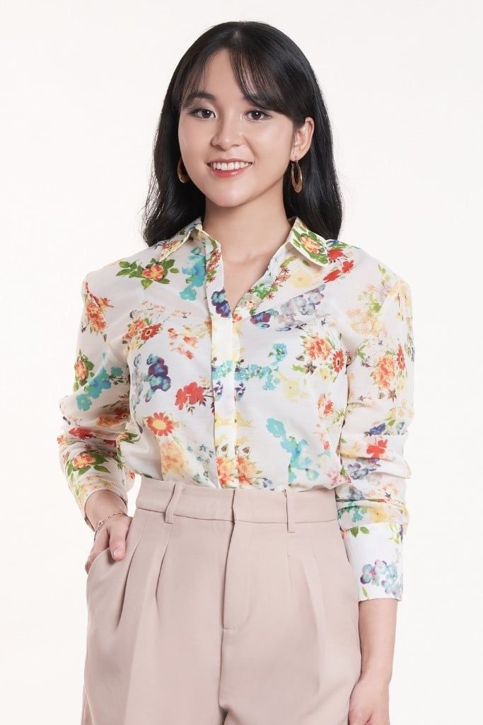 [Size L XL] Áo Sơ Mi Basic Nữ Tay Dài Ninomaxx 2407023