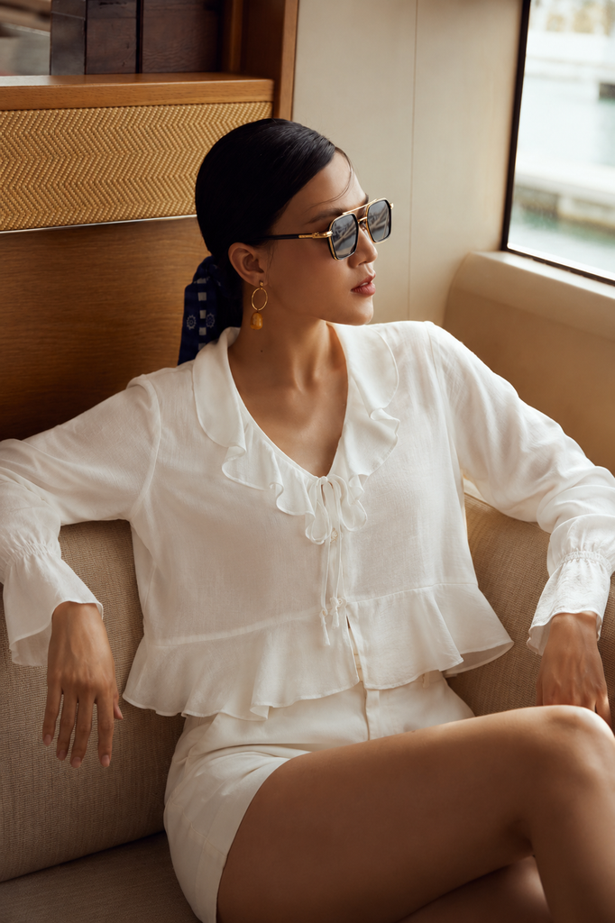 [Size S M] Áo Kiểu Nữ Cotton Rayon Elegant Blouse 2506006