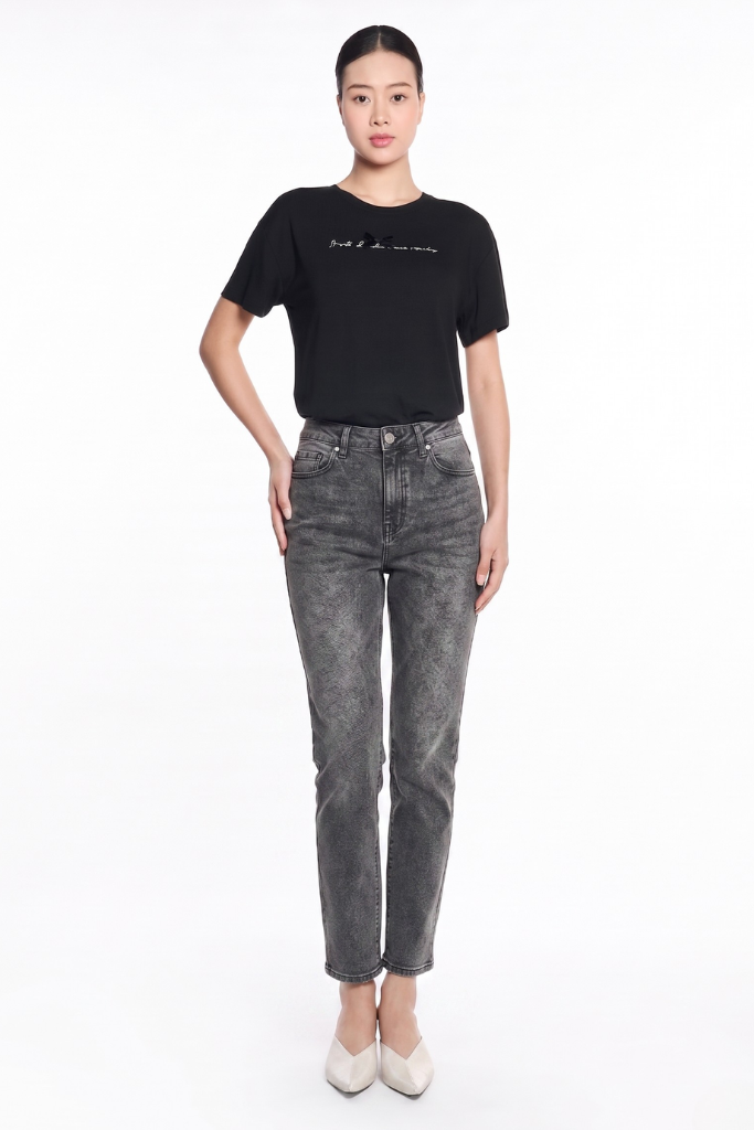 Quần Jean Nữ Ninomaxx Form Straight REGENCORE ECO DENIM Màu Xám Sợi Tái Chế Siêu Bền Giữ Form Tốt Chống Mài Mòn 2208063