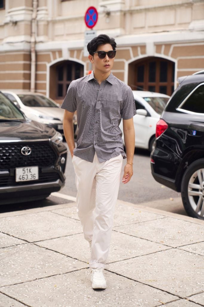 Áo Sơ Mi Sọc Nam Bạc Hà Tay Ngắn N&M 2208037