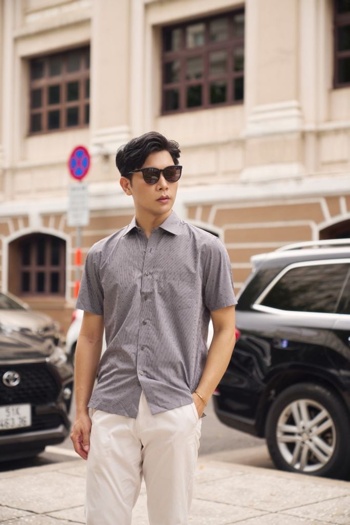 Áo Sơ Mi Sọc Nam Bạc Hà Tay Ngắn N&M 2208037