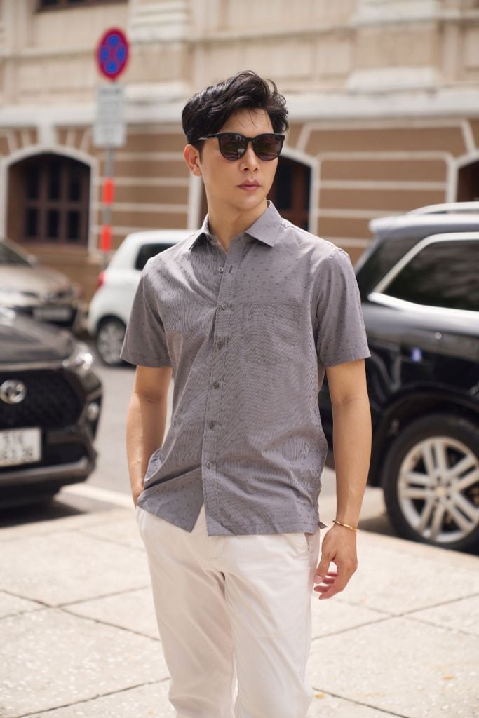 Áo Sơ Mi Sọc Nam Bạc Hà Tay Ngắn N&M 2208037