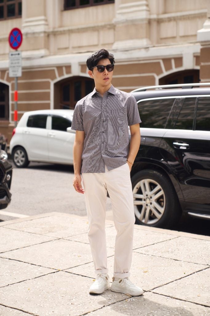 Áo Sơ Mi Sọc Nam Bạc Hà Tay Ngắn N&M 2208037