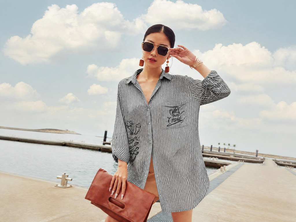 [Size S M] Áo sơ mi sọc Nữ NINOMAXX 1805133
