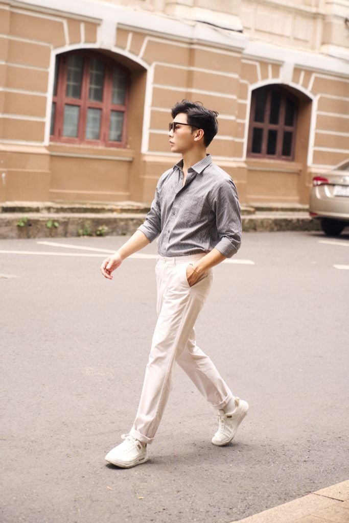 Áo Sơ Mi Thời Trang Nam Cotton Tay Dài Họa Tiết Sọc N&M 2101082