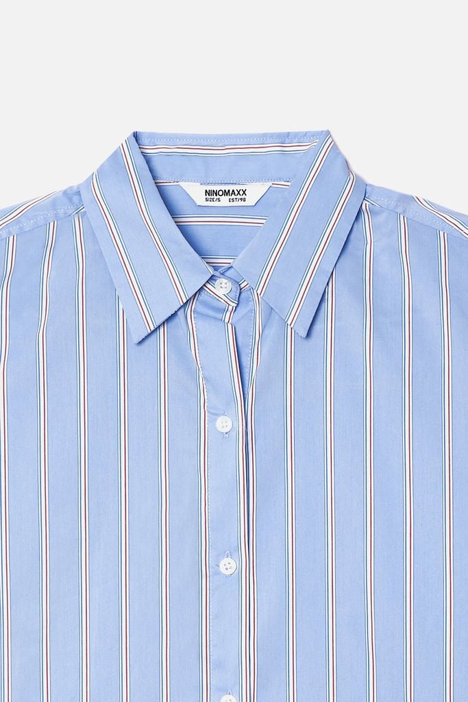 [Size S M] Áo Sơ Mi Nữ Elegant Basic Xanh Biển Ninomaxx 2504006