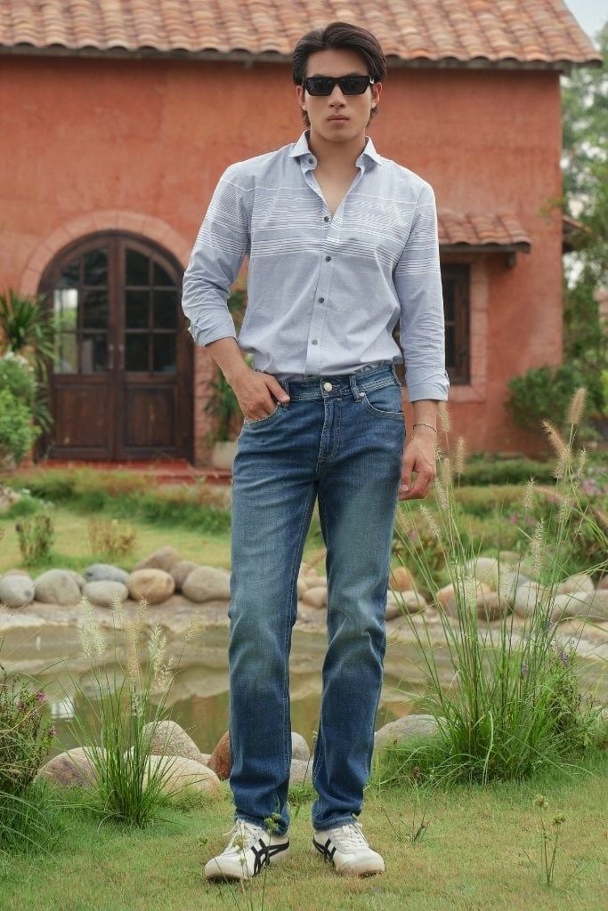 Quần Jean Nam Ninomaxx Form Tapered Xanh Dương FLEXFORM DENIM Co Dãn Linh Hoạt Siêu Mát Thoáng Khí 2508003