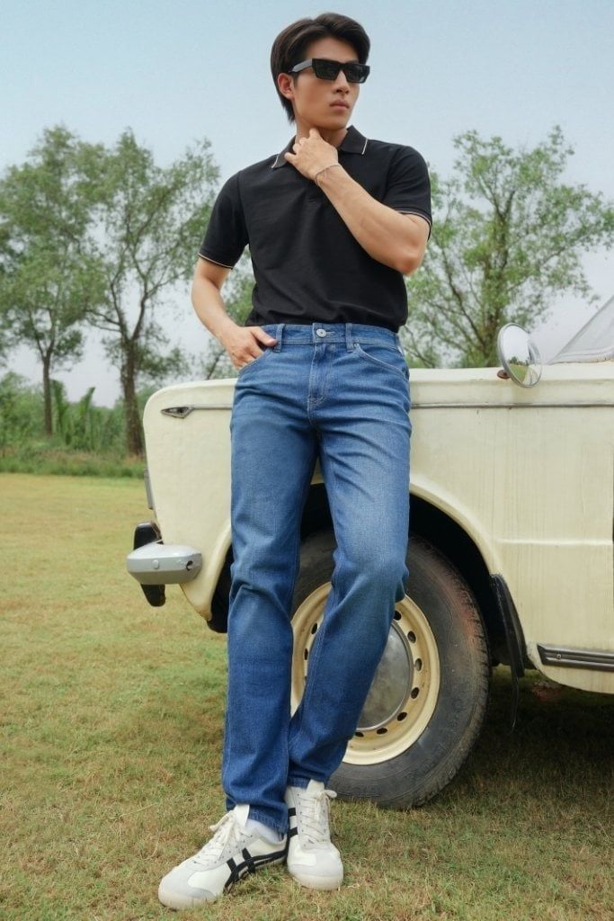 Quần Jean Nam Ninomaxx Form Tapered Xanh Dương RAWCORE DENIM Chất Vải Cứng Dày Độ Bền Cao Co Dãn Nhẹ 2508005
