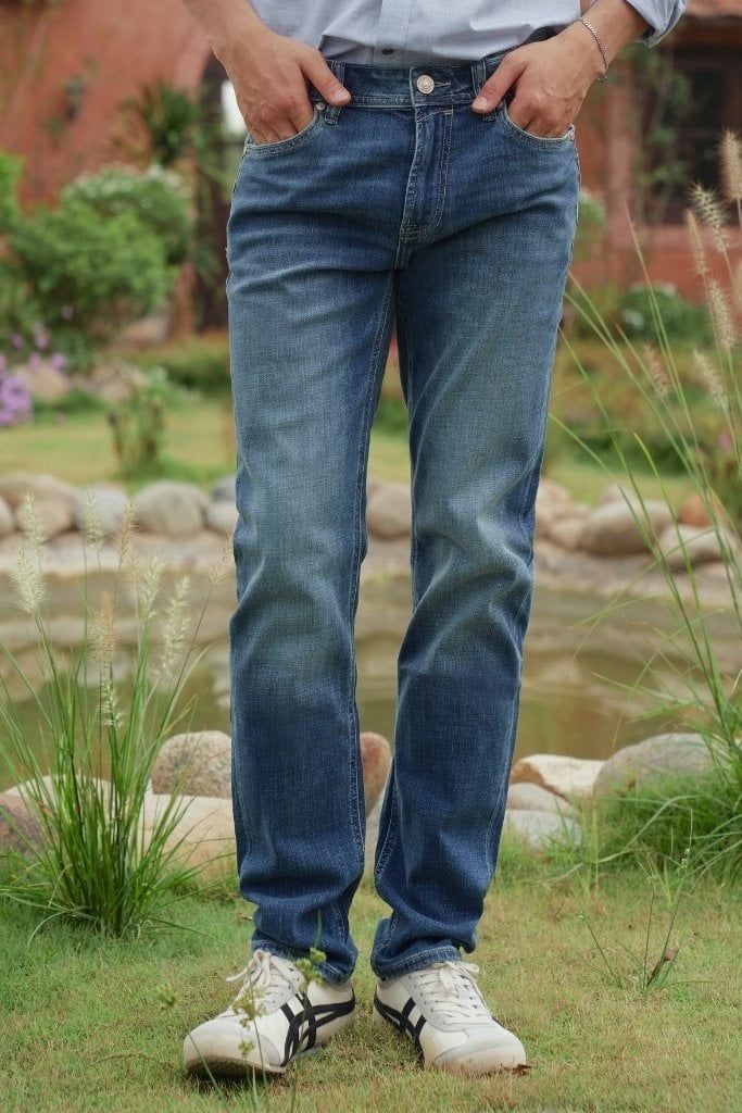 Quần Jean Nam Ninomaxx Form Tapered Xanh Dương FLEXFORM DENIM Co Dãn Linh Hoạt Siêu Mát Thoáng Khí 2508003