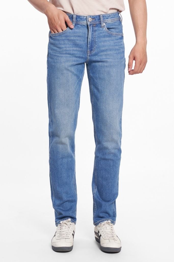 Quần Jean Nam Ninomaxx Form Straight Xanh Dương RAWCORE DENIM Chất Vải Cứng Dày Độ Bền Cao Co Dãn Nhẹ 2508004