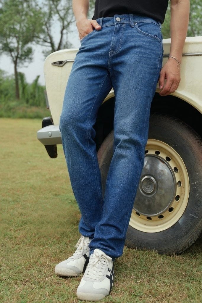 Quần Jean Nam Ninomaxx Form Tapered Xanh Dương RAWCORE DENIM Chất Vải Cứng Dày Độ Bền Cao Co Dãn Nhẹ 2508005