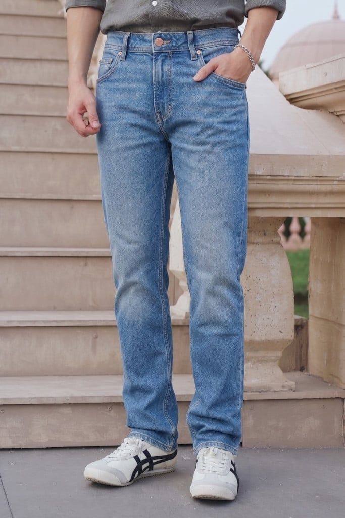 Quần Jean Nam Ninomaxx Form Tapered Xanh Dương RAWCORE DENIM Chất Vải Cứng Dày Độ Bền Cao Co Dãn Nhẹ 2508006
