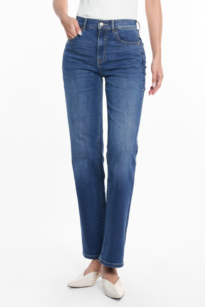 Quần Jean Nữ Ninomaxx Form Straight Xanh Dương RAWCORE DENIM Chất Vải Cứng Dày Độ Bền Cao Co Dãn Nhẹ 2508022