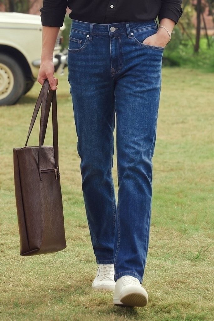 Quần Jean Nam Ninomaxx Form Tapered Xanh Dương FLEXFORM DENIM Co Dãn Linh Hoạt Siêu Mát Thoáng Khí 2509010