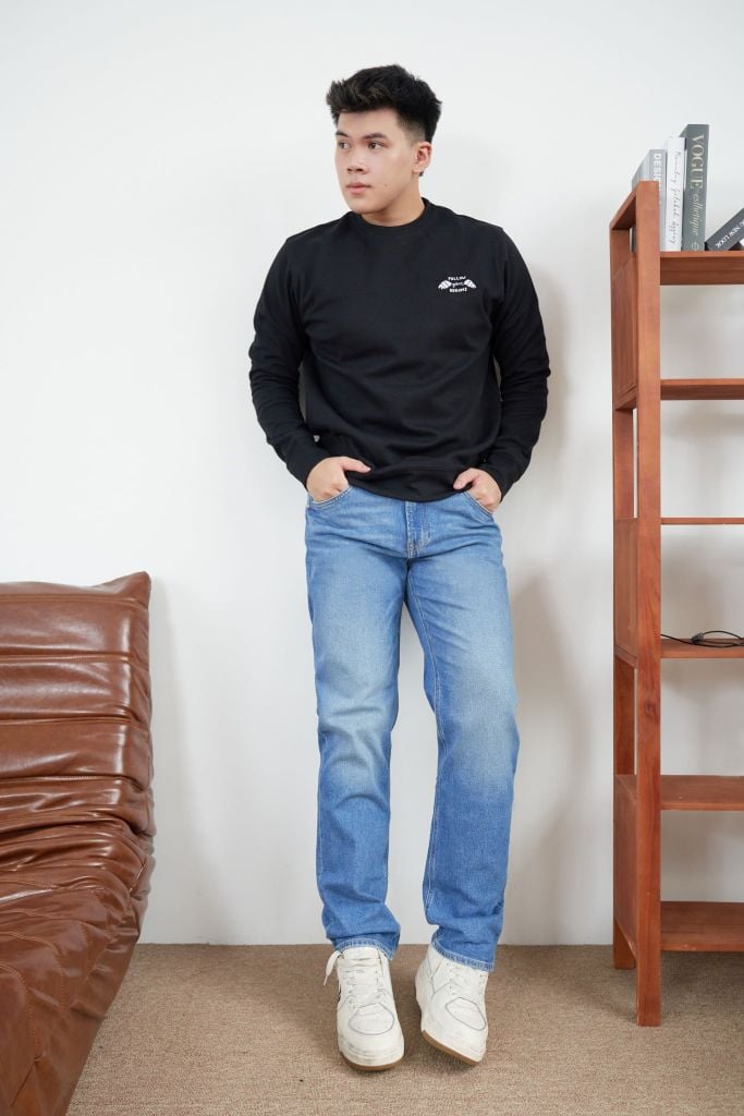 Quần Jean Nam Ninomaxx Form Tapered Xanh Dương RAWCORE DENIM Chất Vải Cứng Dày Độ Bền Cao Co Dãn Nhẹ 2508006