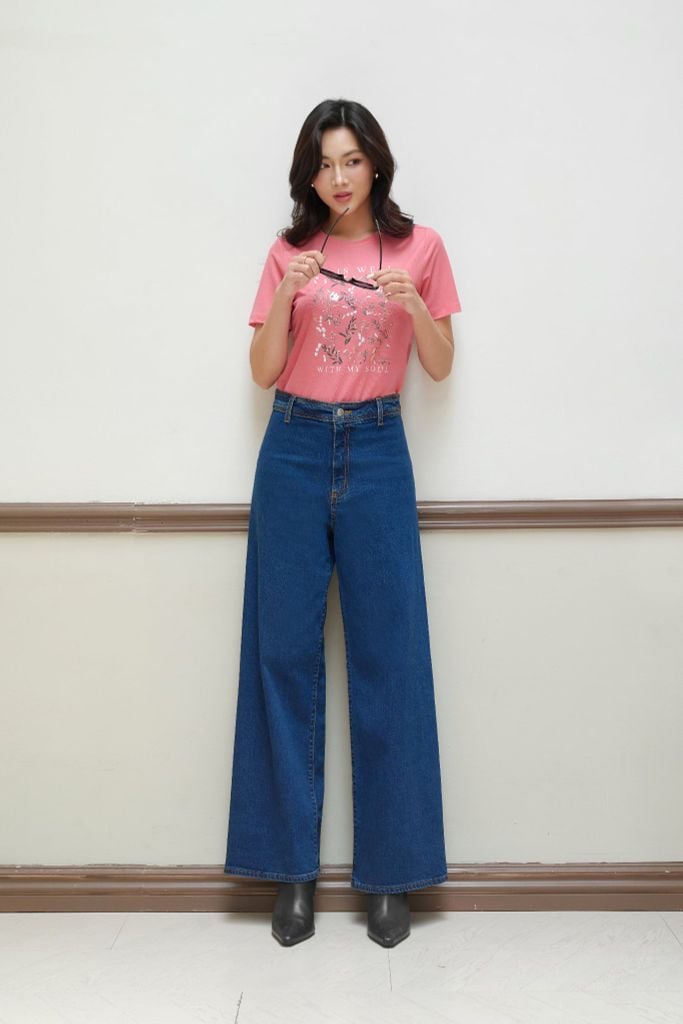 Quần Jean Nữ Ninomaxx Form Wide-Leg RAWCORE DENIM Chất Vải Dày Cứng Giữ Form Tốt 2601002