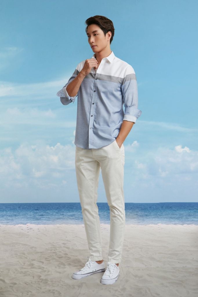 Áo Sơ Mi Sọc Nam Cotton Tay Dài N&M 2101074